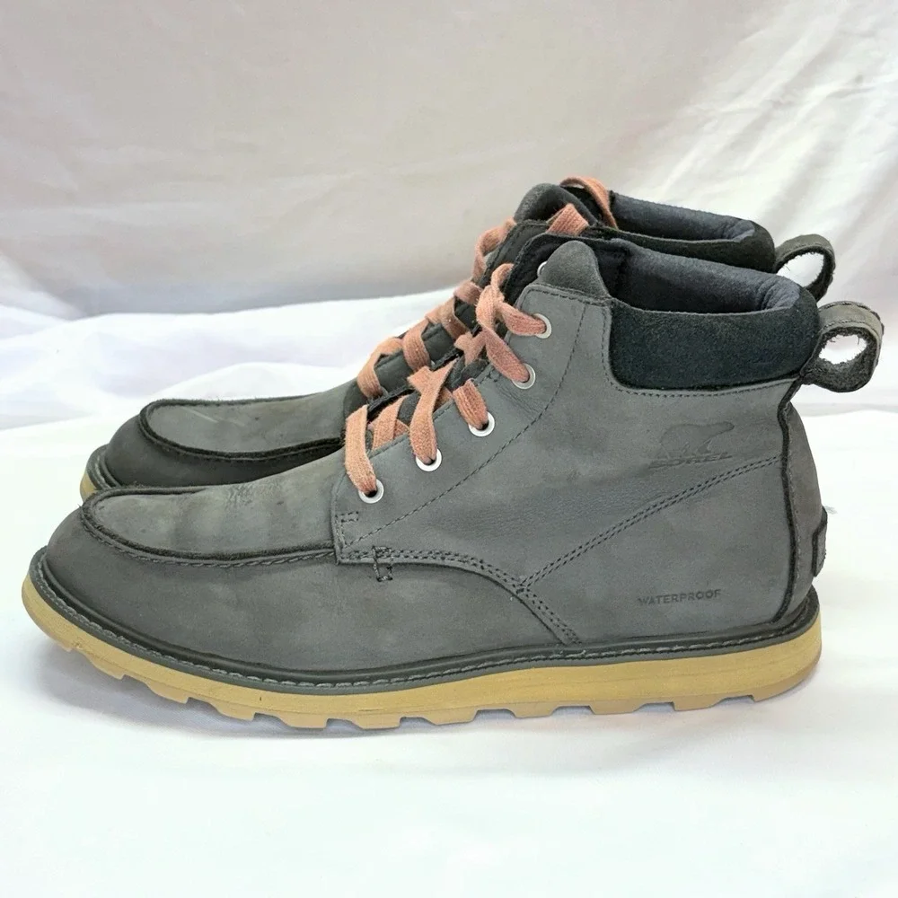 Sorel Madson Moc Toe Boots Mens 10 Quarry Gray Waterproof Leather NM2788-028